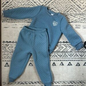 Cozy Blue Quilted Matching Set for Babies